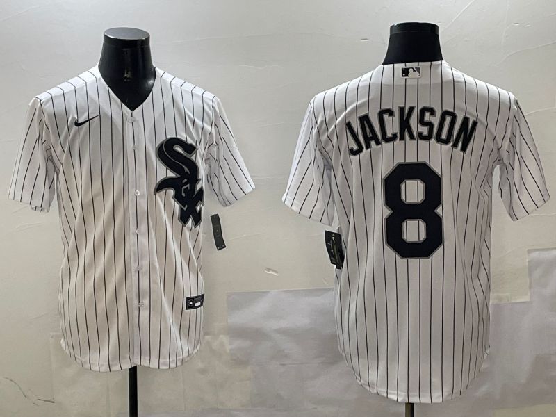 Men Chicago White Sox #8 Jackson White Stripe Game 2025 Nike MLB Jersey style 5